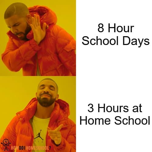 8 hour school day vs 3 hours at homeschool #meme