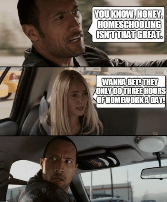 Homeschool Memes: Disbelief over 3 Hours of Work a Day