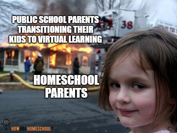 Public school parents transitioning their kids to virtual learning - homeschooling parents #meme #homeschool