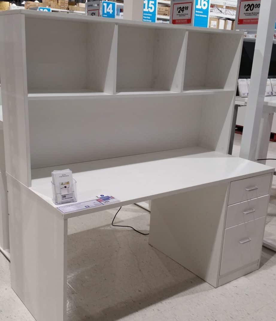 This is another option for a desk in your homeschool room. It can house all books or curricula on the top hutch and all the stationary in the draws. 