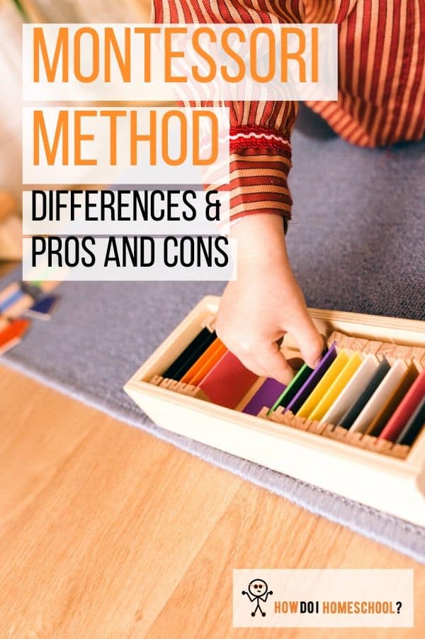 Montessori Method: Differences, Pros and Cons of a Montessori Education. The Montessori theory can be a little intimidating at first glance but, in this article, we break it down for you. Learn about if Montessori is the right homeschooling #method for you. #howdoihomeschool #montessori #montessorimethod