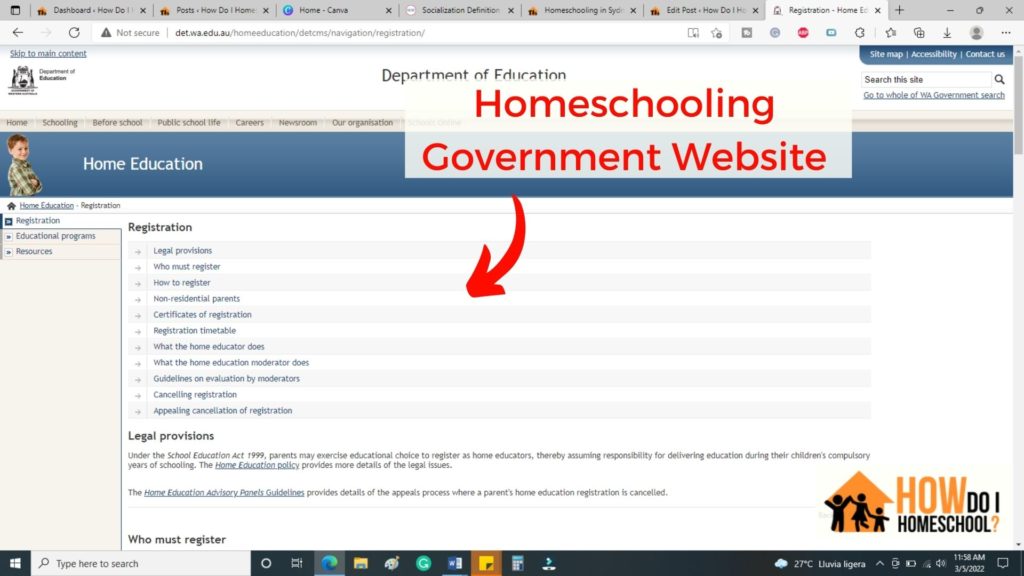 Homeschool Registration in Perth: Government website