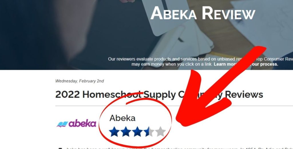 Abeka Curriculum Review from Top Consumer Reviews gets a solid 3.5 stars.