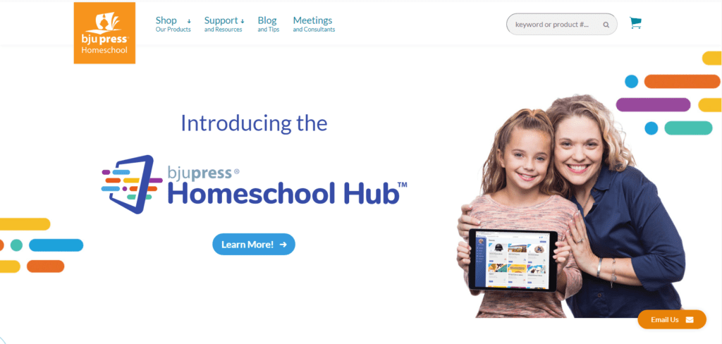 BJU Press homeschool portal for the online curriculum.