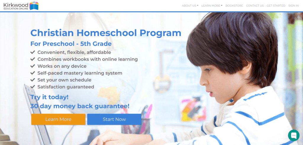 Webpage for Kirkwood Education Online. One of the best homeschool programs for visual learners.