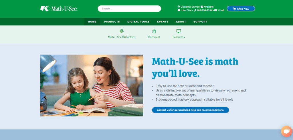 Webpage from Math-U-See website.
