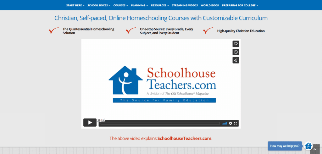Schoolhouseteachers.com webpage. One of the best homeschool programs for visual learners.