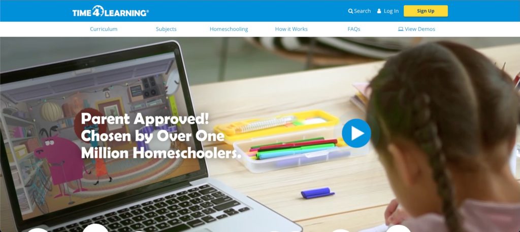 Screenshot of Time4Learning homeschool programs webpage.