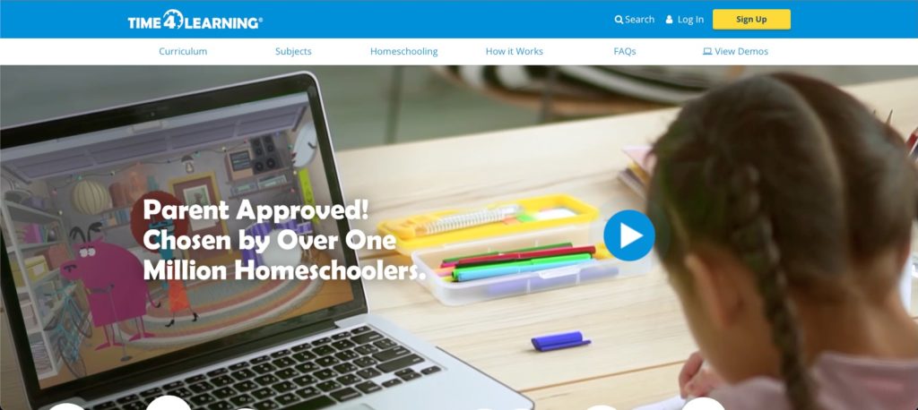 screenshot of time4learning. one of the best online homeschool curriculum packages