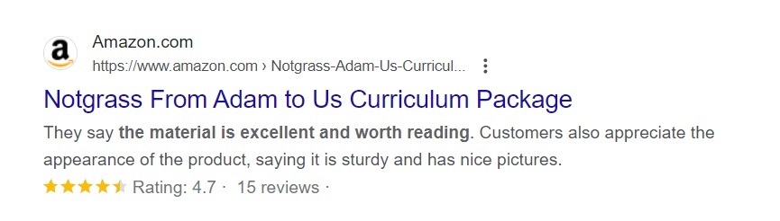Amazon rating for this Notgrass curriculum for middle schoolers.