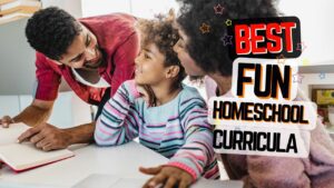 Best FUN homeschool curriculum picks. We chat about lots of hands on programs, secular and Christian, that use manipulatives, engaging video lessons, card games and more methods to encourage a love of learning.