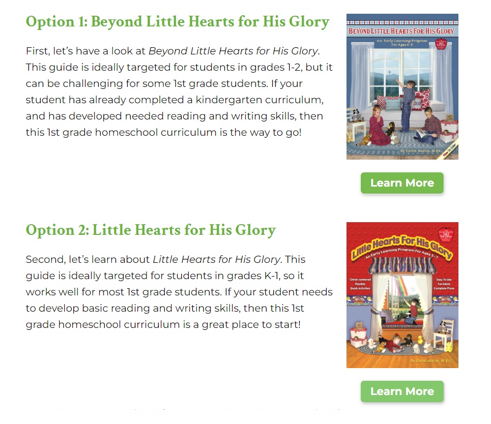 There are lots of choices with Heart of Dakota primary years. Postage is free for orders over 250.