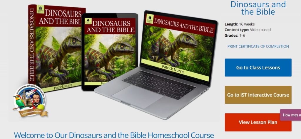 Schoolhouse Teachers Dinosaurs and the Bible Creation Science homeschool curriculum.