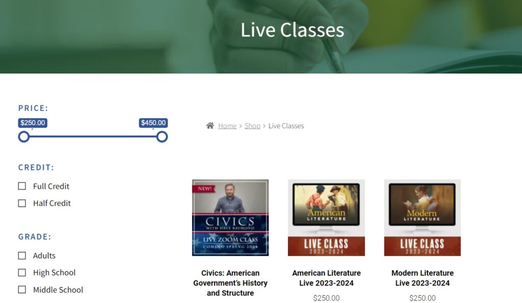 Compass Classroom offer video based homeschool lessons including modern and American Literature. They also offer Civics.
