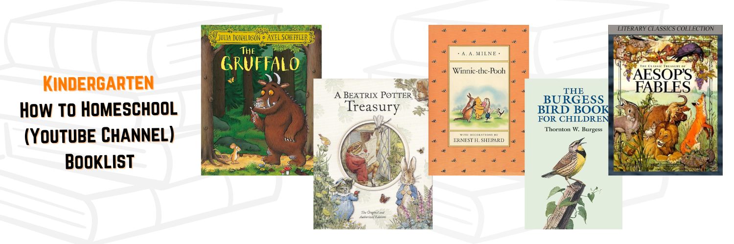 This selection is of kindergarten books. Discover a complete homeschool book list for all ages here, including preschool, PreK, middle and high school.