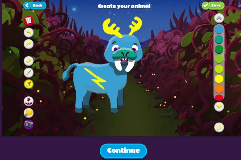 Children can make thier own avatar for use in Night Zookeeper.