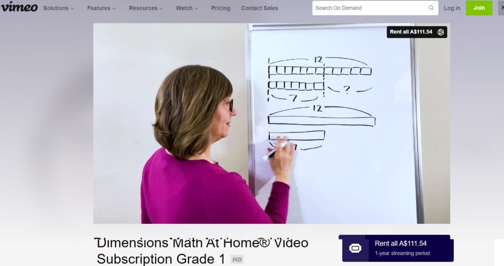 Singapore Math online lessons are available on Vimeo